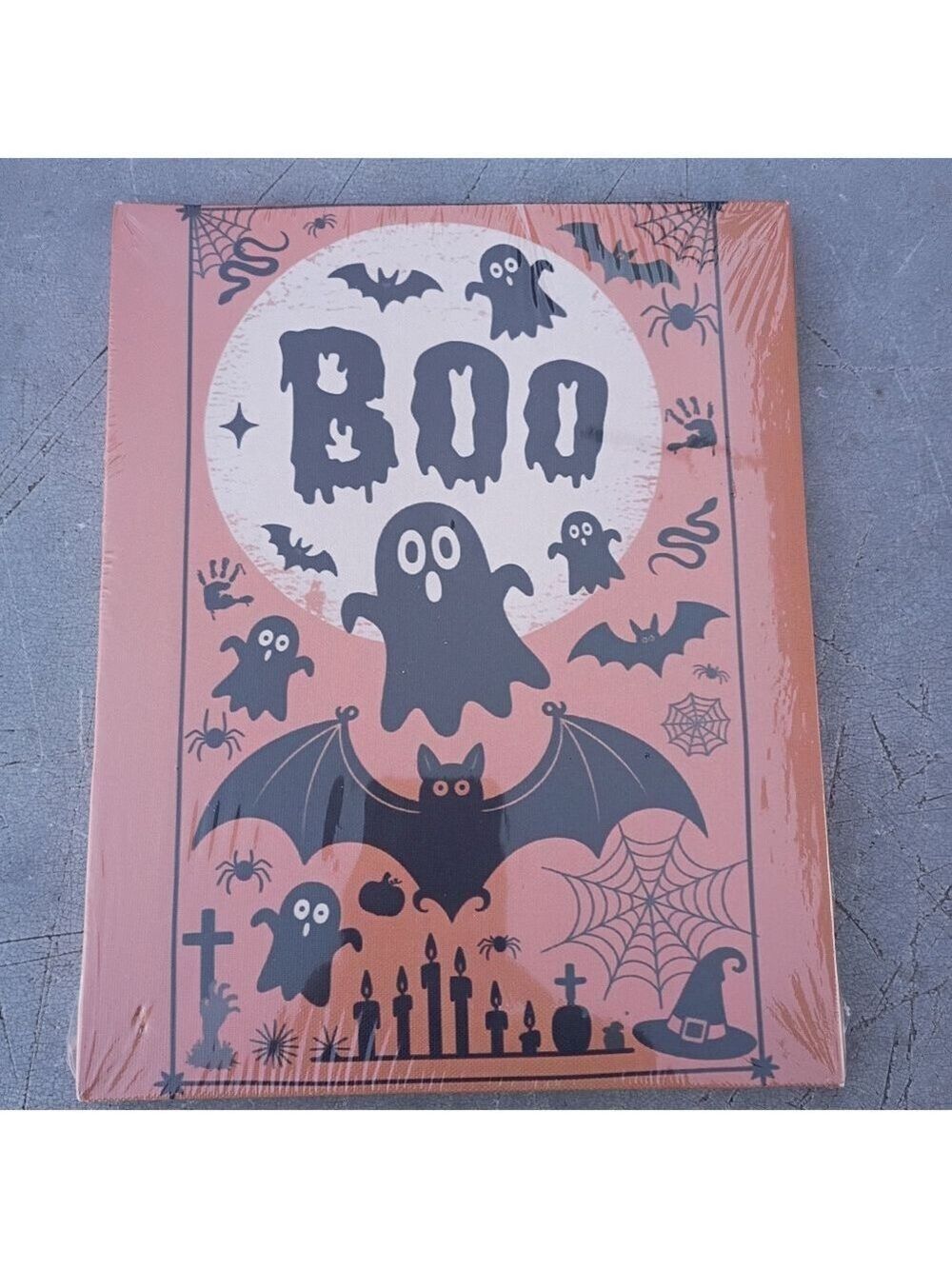 2/$20 Boo Halloween Ghosts Bats Wooden Canvas Art Frame